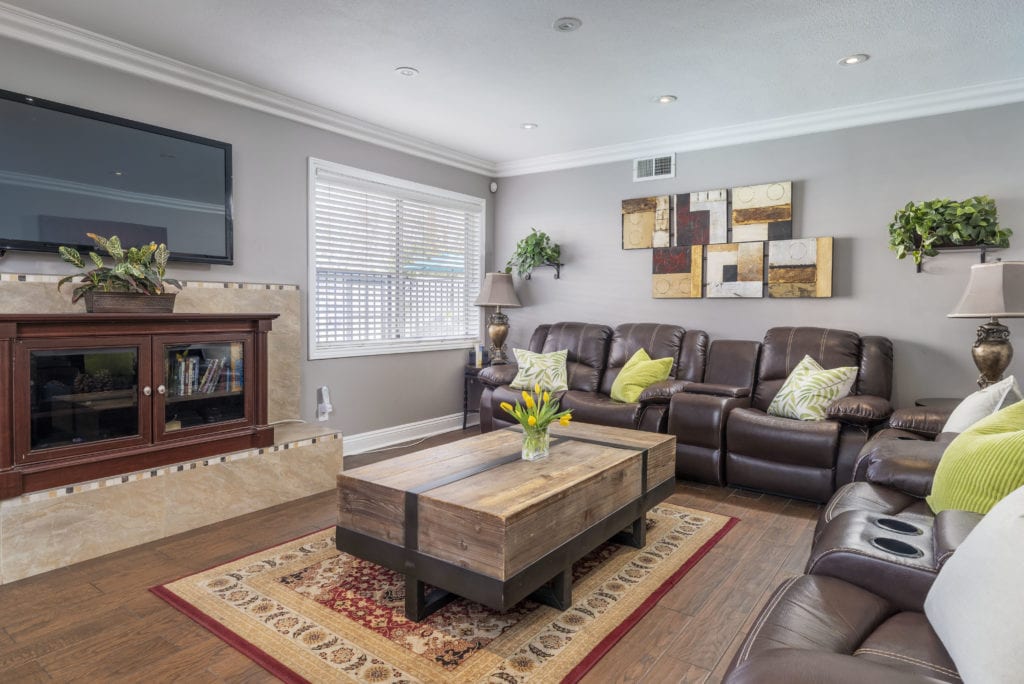 Spacious Living Room with TV